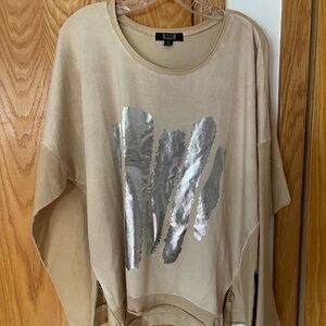 Oversized, metallic, zipper detail, sweatshirt